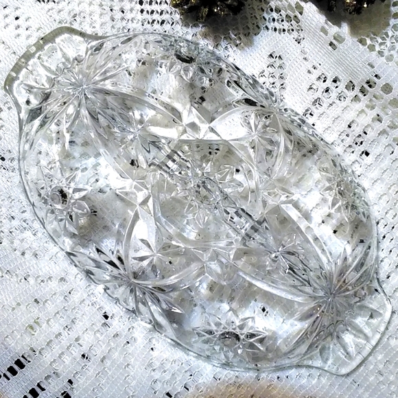 BEAUTIFUL! PRESCUT STAR OF DAVID DIVIDED TRAY WITH HANDLES, ANCHOR HOCKING! - Picture 6 of 14